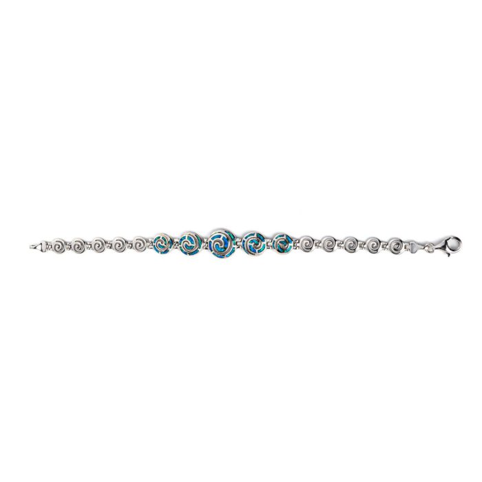 Spiral Bracelet - 925 Sterling Silver with Opal - Image 2