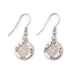 Phaistos Disc Dangle Earrings - 925 Sterling Silver with Opal - Image 4