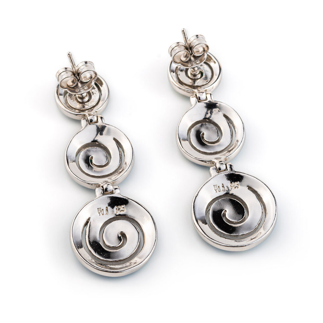 OP-E-04744009b Opal spiral silver stud earrings - Image 4