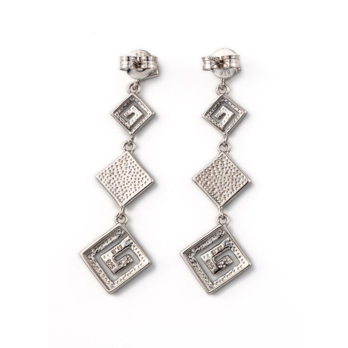Meander Dangle Earrings – 925 Sterling Silver with Opal - Image 2