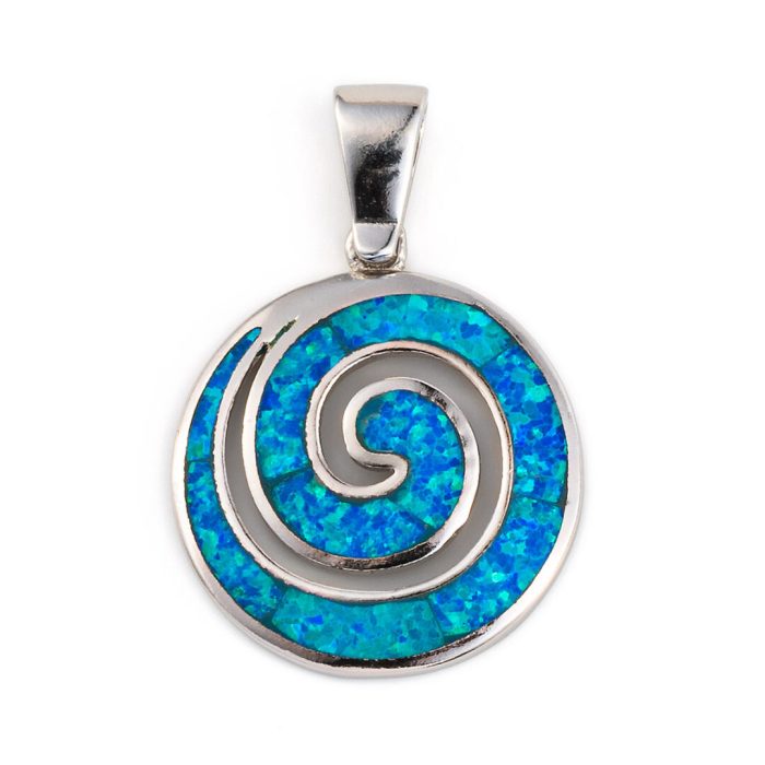 Spiral Pendant - 925 Sterling Silver with Opal - Image 8