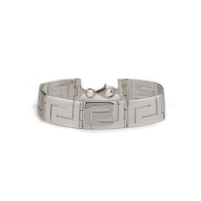 Greek Key Link Bracelet – 925 Sterling Silver - Image 1