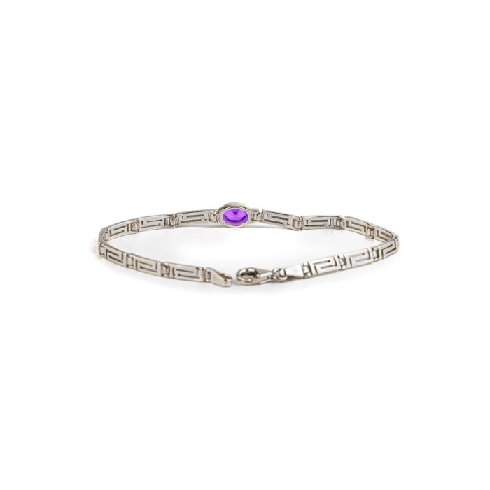 Greek Key Meander Zircon Bracelet – 925 Sterling Silver - Image 2