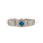 Greek Key Meander Bracelet with Zircon – 925 Sterling Silver