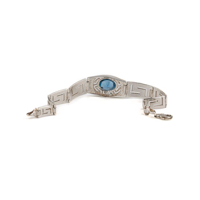 Greek Key Meander Bracelet with Zircon – 925 Sterling Silver - Image 2