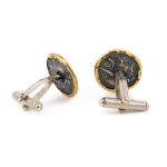 Vergina Star Cufflinks - 14K Gold and Sterling Silver - Image 4