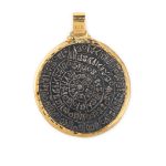 Minoan Phaistos Disc Pendant - 14k Gold and Sterling Silver - Image 3