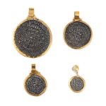Minoan Phaistos Disc Pendant - 14k Gold and Sterling Silver - Image 4