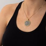 Minoan Phaistos Disc Pendant - 14k Gold and Sterling Silver - Image 2
