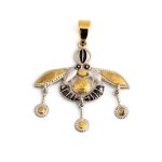 Minoan Bees Pendant - 14k Gold and Sterling Silver - Image 4