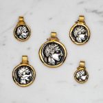 Athena Greek Goddess Coin Pendant - 14K Gold and Sterling Silver - Image 5