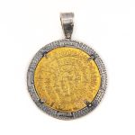 Phaistos Disc Pendant - Sterling Silver Gold Plated - Image 3