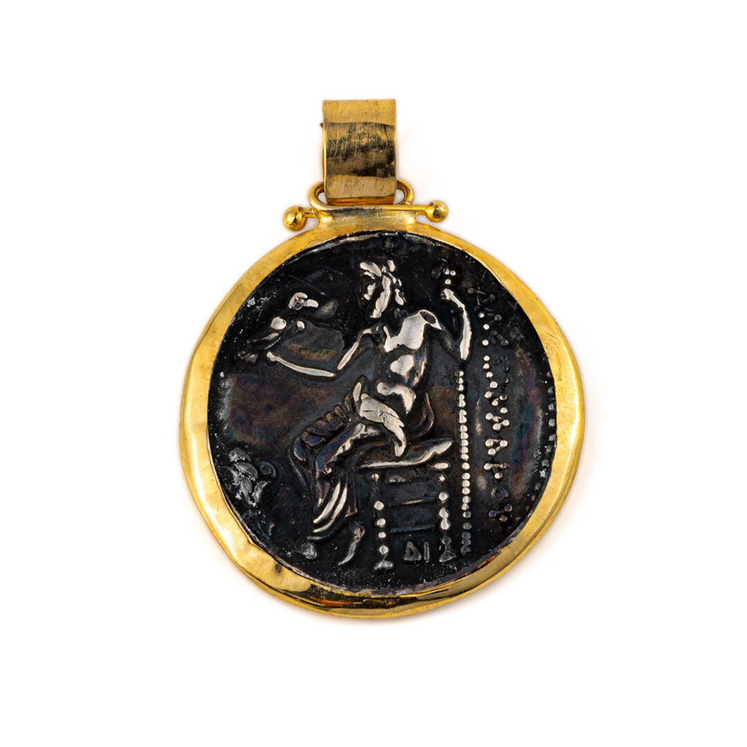 OW-P-HERM3b Hercules Coin Pendant - 14K Gold and Sterling Silver 925 - Image 3