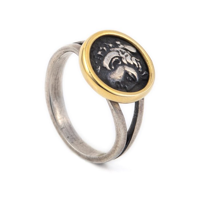 Hercules Coin Ring - 14k Gold and Sterling Silver - Image 2