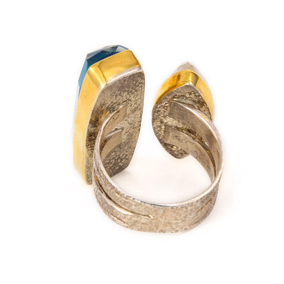 OW-R-013291c Pariba Doublet Ring with pearl - 18K Gold and Sterling Silver - Image 3