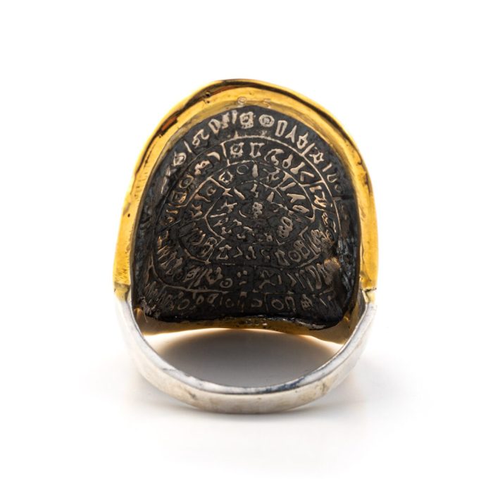 Phaistos Disc Ring - 14K Gold and 925 Sterling Silver - Image 2