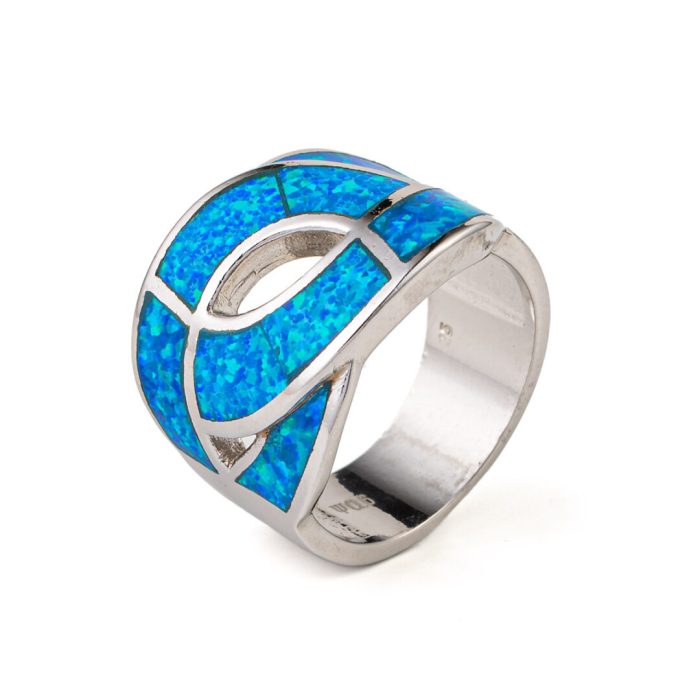 Blue Opal Ring - 925 Sterling Silver - Image 3
