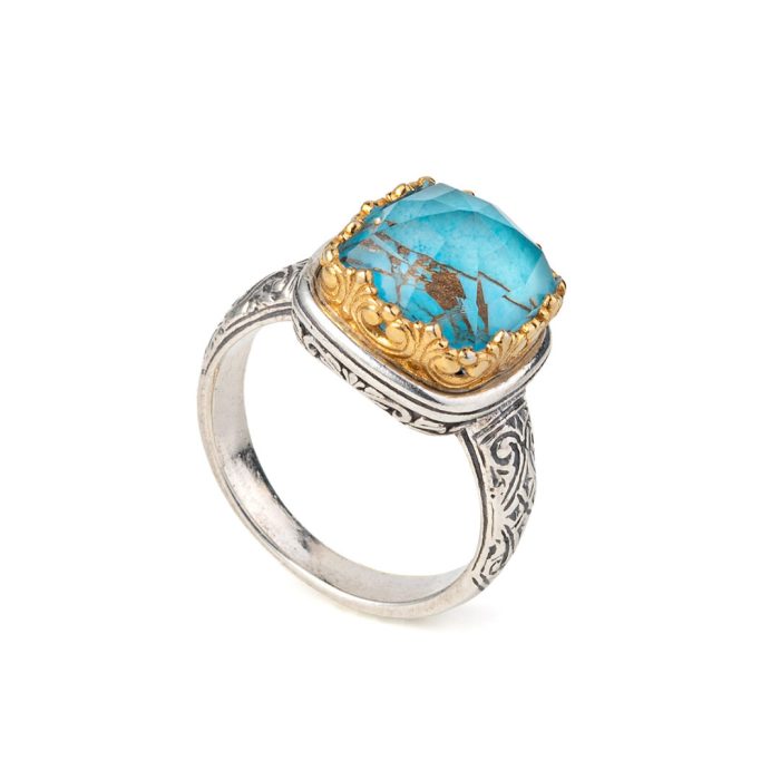 Gerochristo - Iris Turquoise Copper Ring in Sterling Silver - Image 2
