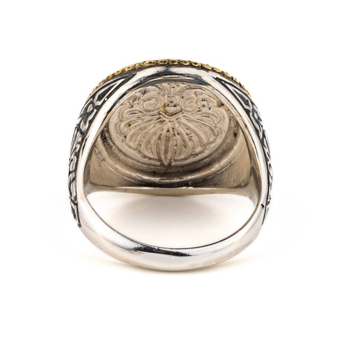Ram's Head Coin Ring in Sterling Silver and Gold Plated - Image 3