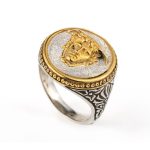 Theseus and the Minotaur Coin Ring Sterling Silver and Gold Plated - Image 2