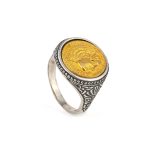 925 Sterling Silver Gold Plated Ring with Hercules - Image 2