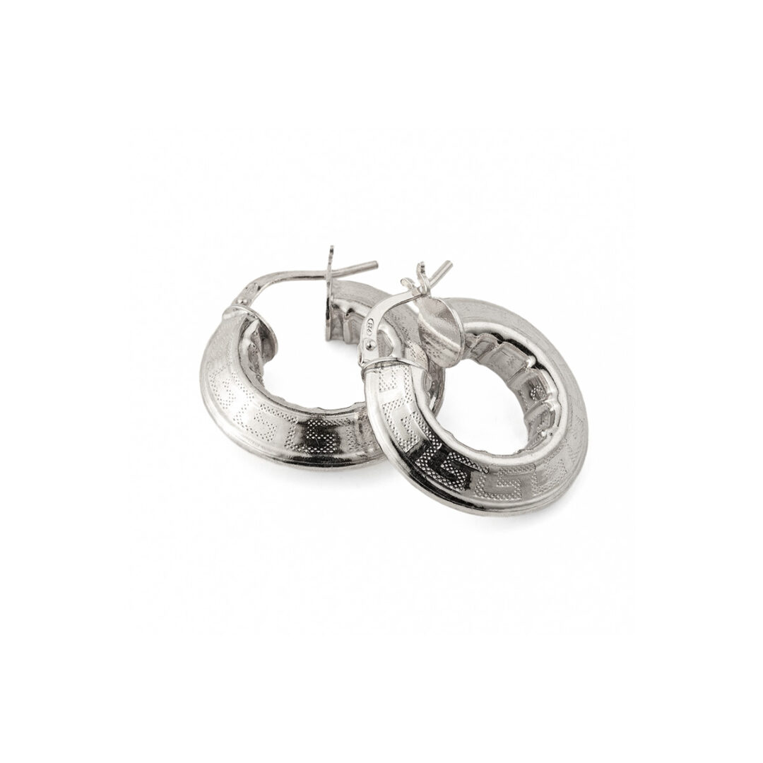 RO-SK-08707007 Chunky Meander Hoop Earrings – 925 Sterling Silver and Gold Plated - Image 5