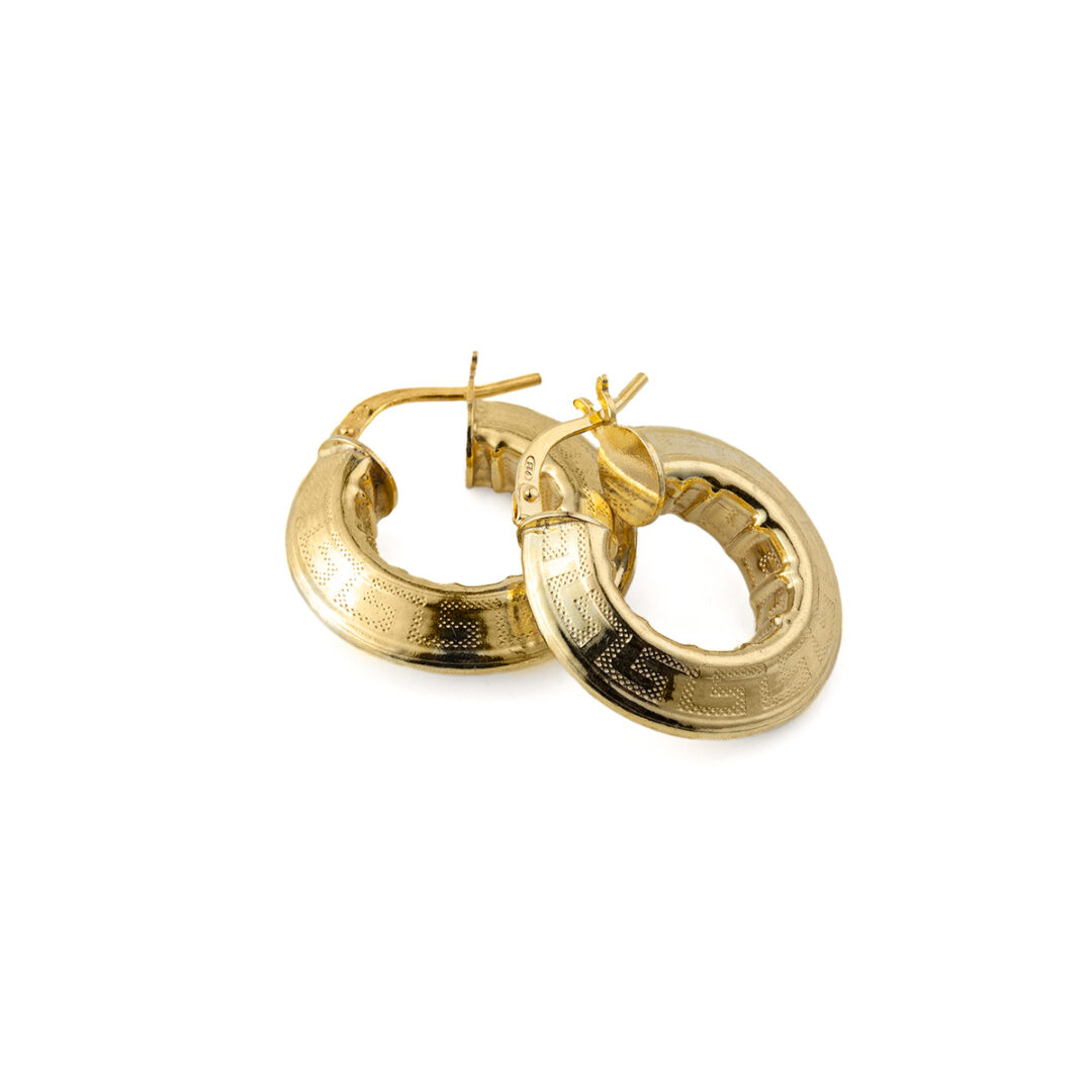 RO-SK-08710007b Chunky Meander Hoop Earrings – 925 Sterling Silver and Gold Plated - Image 3