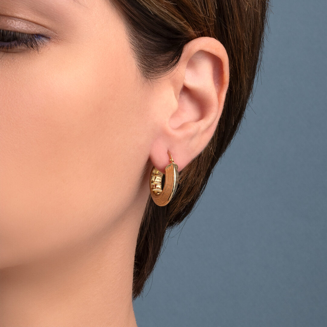 RO-SK-08710007m Chunky Meander Hoop Earrings – 925 Sterling Silver and Gold Plated - Image 2