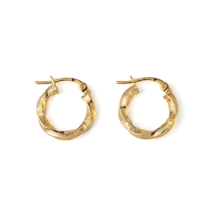 Meander Twisted Hoop Earrings - 14K Gold - Image 1