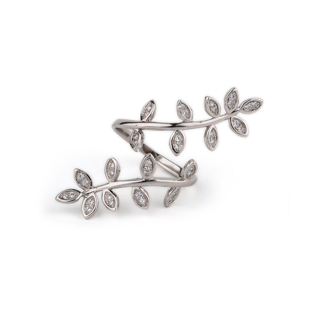 SI-R-04034014|SI-R-04034014d|SI-R-04034014b|SI-R-04034014c Olive Leaf Branch Ring - 925 Sterling Silver - Image 1