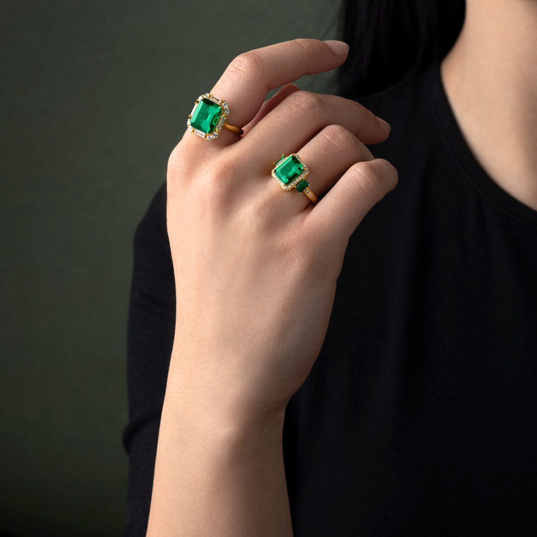 SI-R-06195024m Green Cubic Zirconia Ring - Image 2