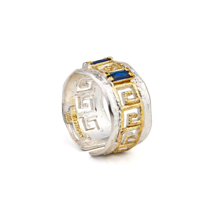 Greek Key Lace Ring with Zircon - Image 3
