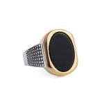 Oval Black Onyx - 925 Sterling Silver Gold Plated