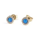 Round Opal Stud Earrings - 9K Gold - Image 3