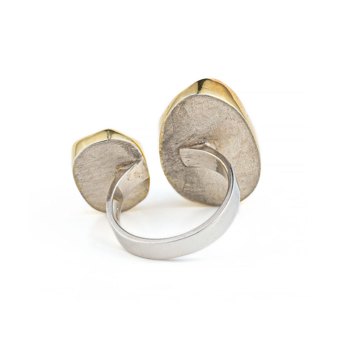 TR-D-03384049c Aqua Marine and Amethyst Ring - Sterling Silver and Gold Plated - Image 3