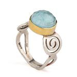 Amazonite Ring Spiral Ring - 18K Gold and 925 Sterling Silver - Image 3