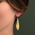 Olive Leaf Gold Plated Earrings - Image 2