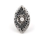 Δαχτυλίδι Βυζαντινό με Πέρλα από Ασήμι 925 - Yianni Jewelry