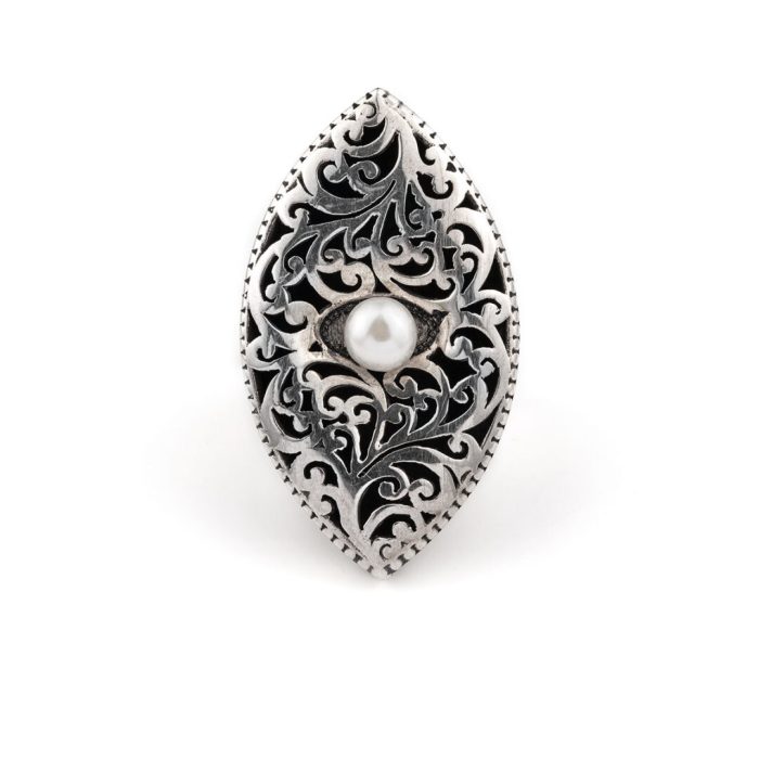 Δαχτυλίδι Βυζαντινό με Πέρλα από Ασήμι 925 - Yianni Jewelry - Image 1