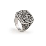 Byzantine Square Ring Sterling Silver- Yianni Jewelry - Image 3