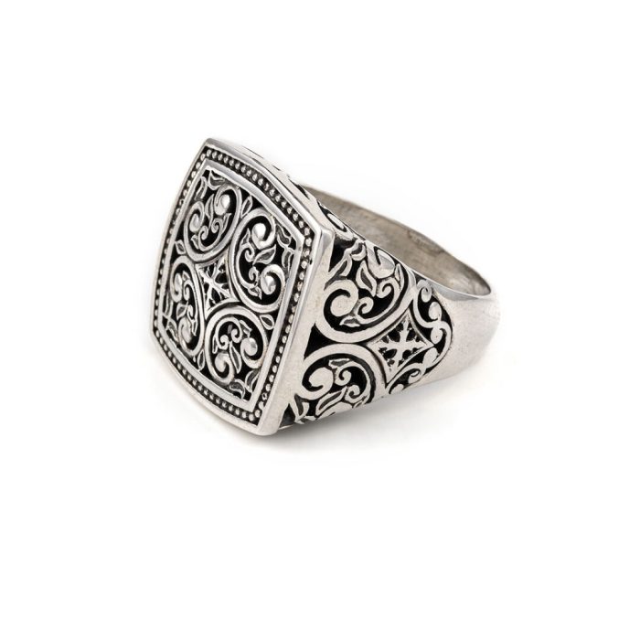 Byzantine Square Ring Sterling Silver- Yianni Jewelry - Image 5