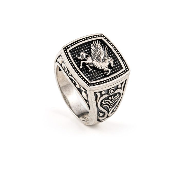 Pegasus Signet Ring Sterling Silver - Yianni Jewelry - Image 3