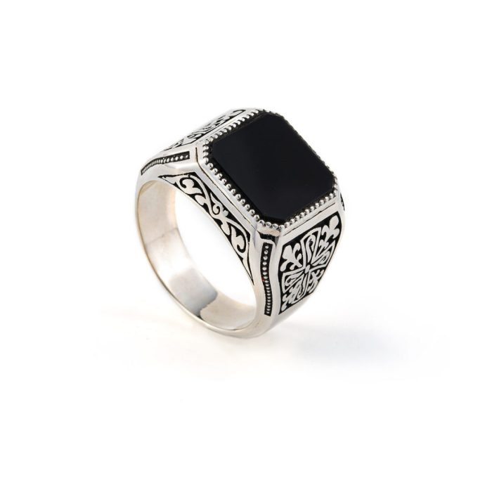 Black Onyx Ring Sterling Silver - Yianni Jewelry - Image 3