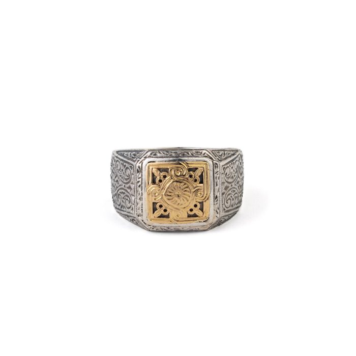 Monastiraki men Ring in 18K Gold and Sterling Silver - Image 1