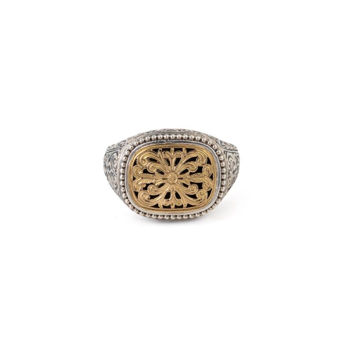 Classic byzantine ring in 18K Gold and Sterling Silver - Image 1