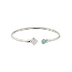 Greek Key Cuff Bracelet with Stone - 925 Sterling Silver - Image 5