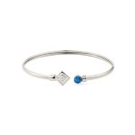 Greek Key Cuff Bracelet with Stone - 925 Sterling Silver - Image 7