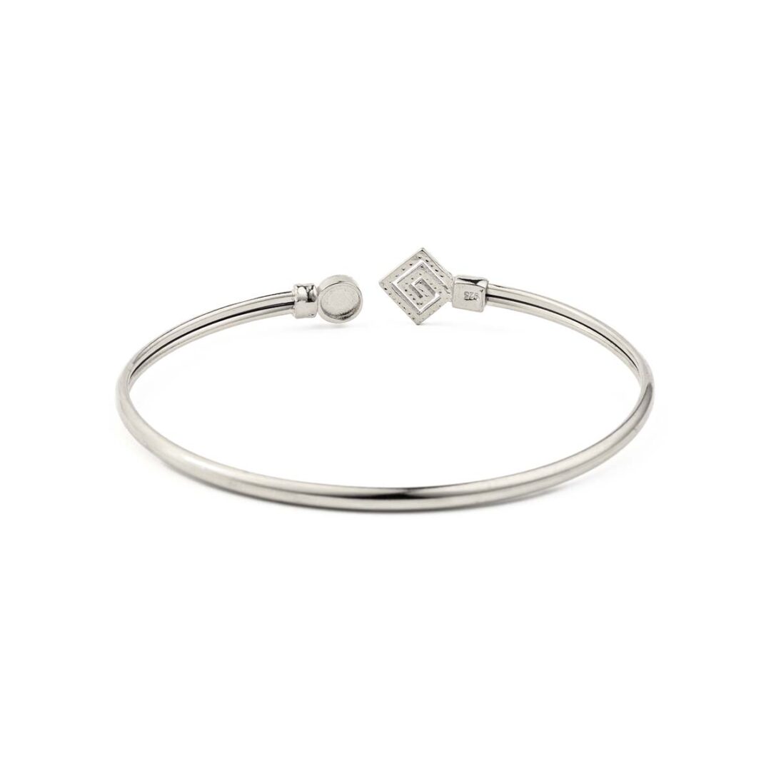 ZRG7736s Greek Key Cuff Bracelet with Stone - 925 Sterling Silver - Image 8