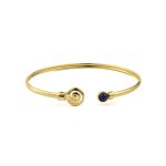 Spiral Cuff Bracelet with Stone - 925 Sterling Silver - Image 2