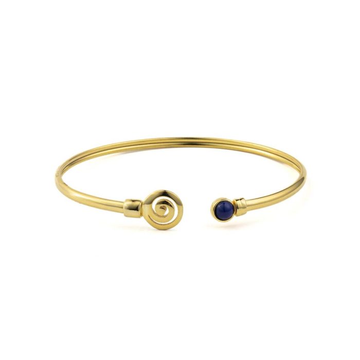 Spiral Cuff Bracelet with Stone - 925 Sterling Silver - Image 2